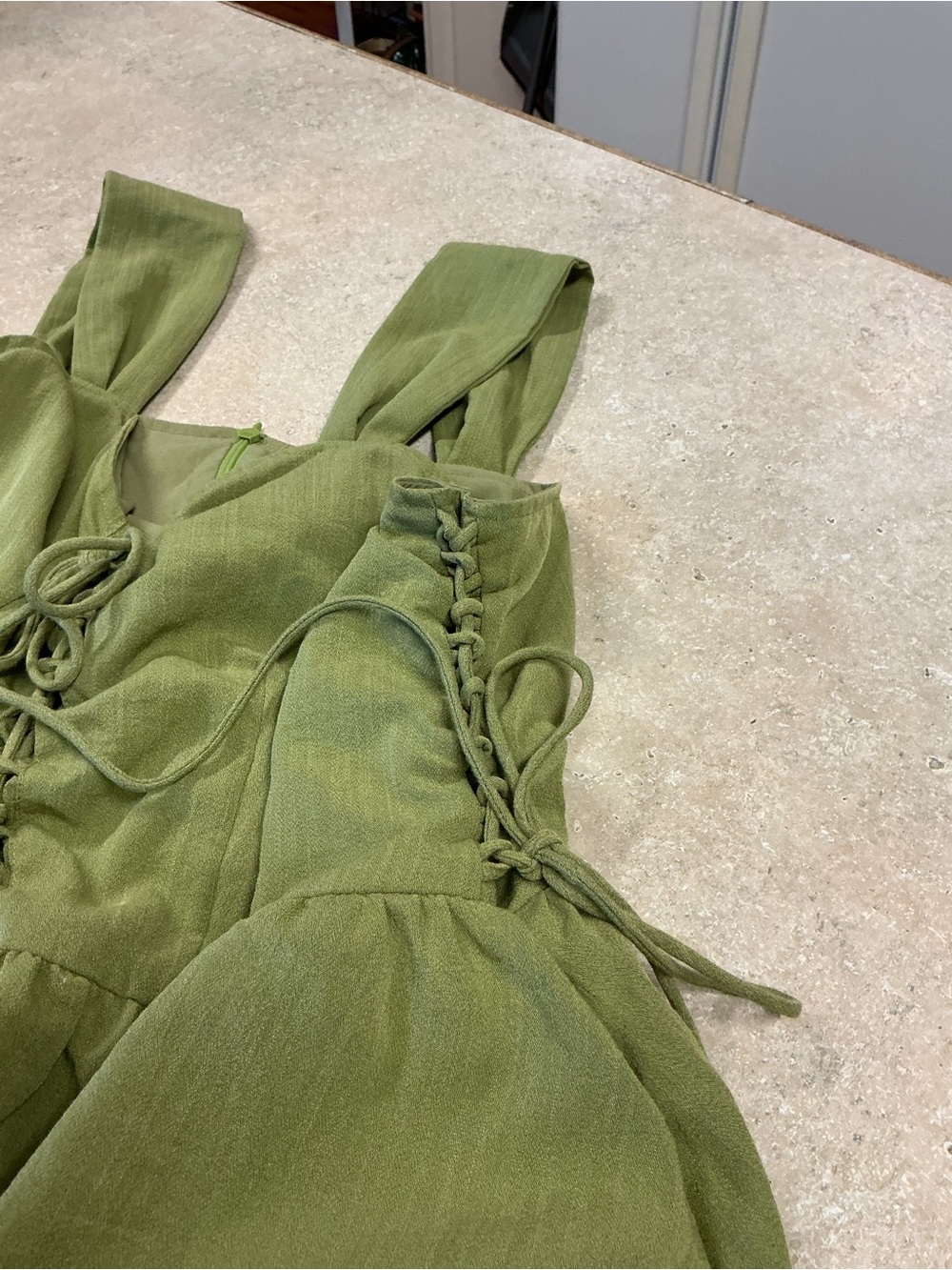 Scarlet Darkness XL Green Lace-Up Sleeveless Midi Dress Lined Renaissance read - Picture 10 of 10
